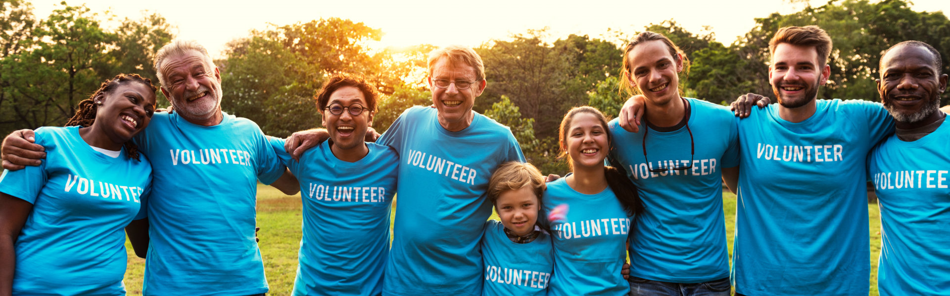 Group of happy volunteers